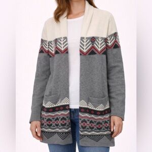 HATLEY HERITAGE Fair Isle Open Cardigan EUC